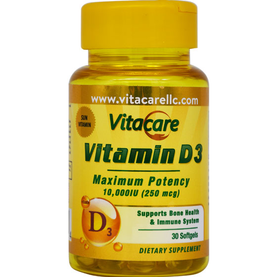 Vitacare Vitamin D3 10000 IU 250mg 30 Soft Gel Capsule