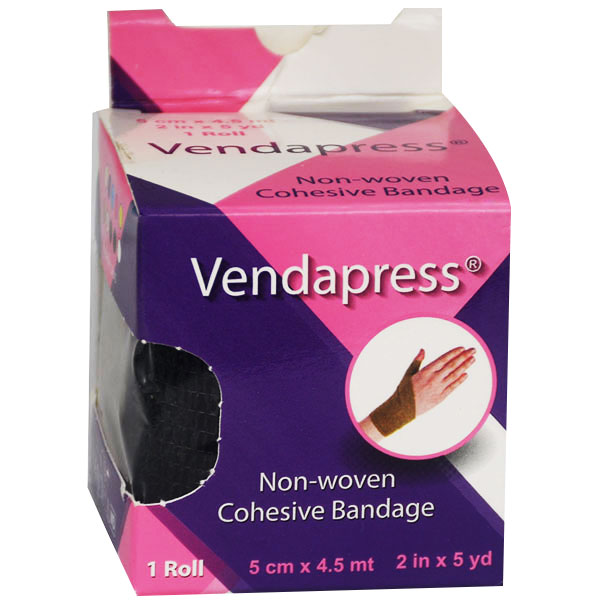 Vendapress Cohesive Bandage 5Cmx4.5 Metre (Black)