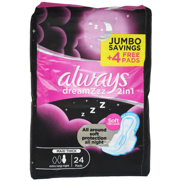 Always Dream Night 2X1 Maxi Extra Long 24 Pieces (Offer Pack)