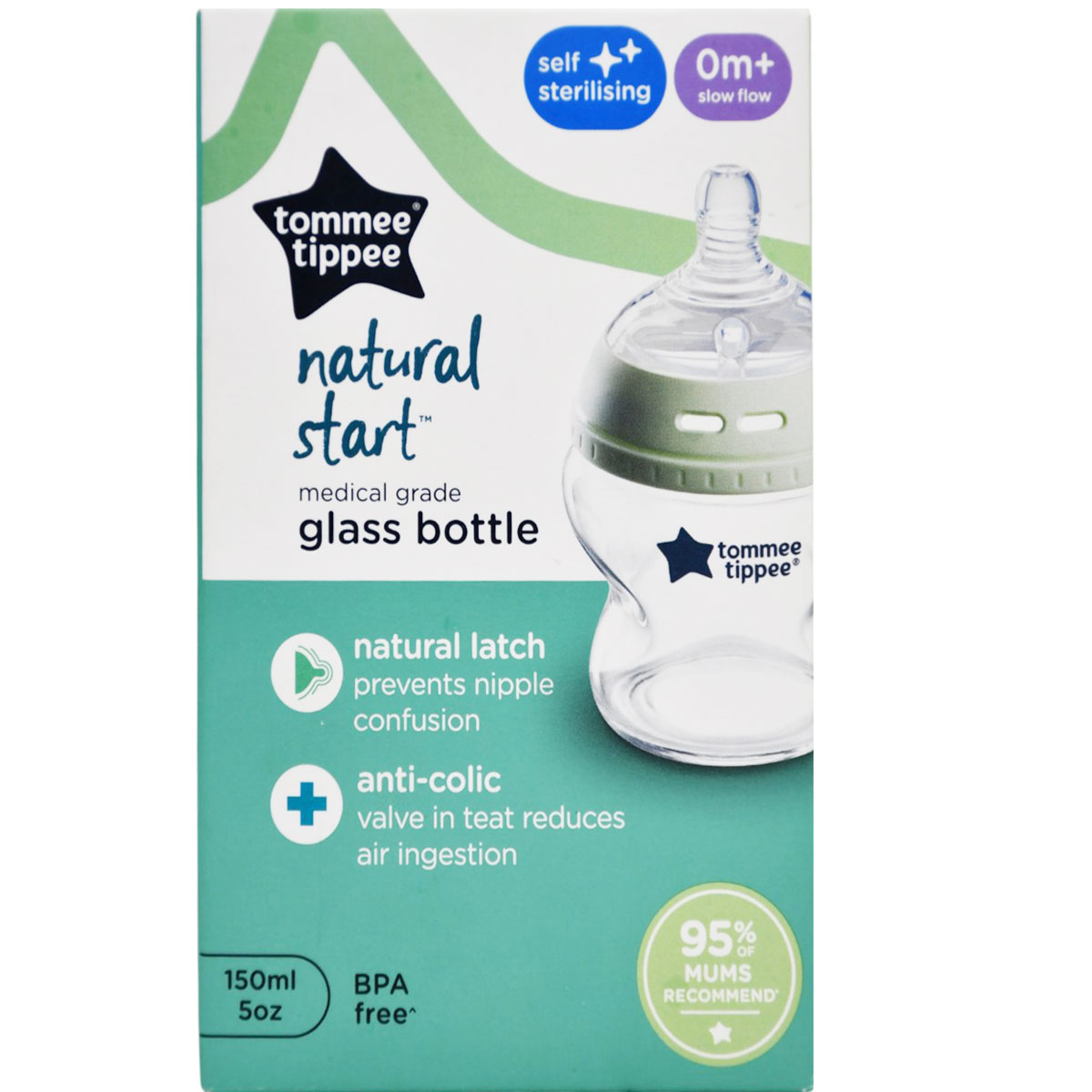 Tommee Tippee Natural Start Anti Colic Glass Bottle 150ml