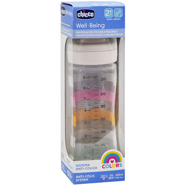 Chicco Wide Bottle Beige 250ml (+2 Month)/002221