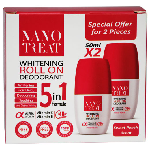 Nanotreat Sweet Peach Whitening Deodorant Roll On 2X50ml (Offer Pack)