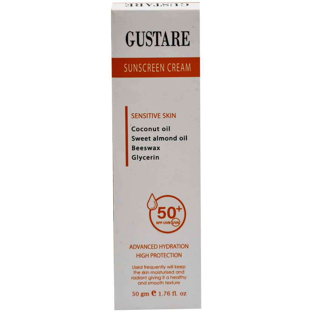 Gustare Sunscreen SPF(50+) Cream For Sensitive Skin 50gm