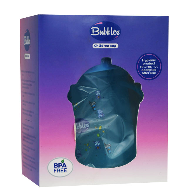 Bubbles Children Straw Cup With Hand Blue