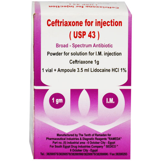 Ceftriaxone 1Gm I.M 1 Vial (Sedico)