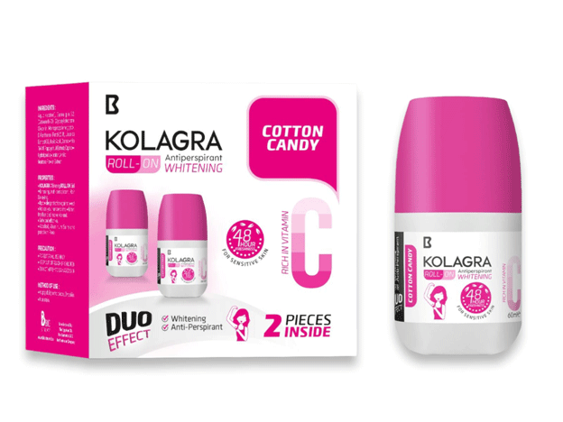 Kolagra Cotton Candy Whitenig Deoderant Roll On 2*60ml (Offer Pack)