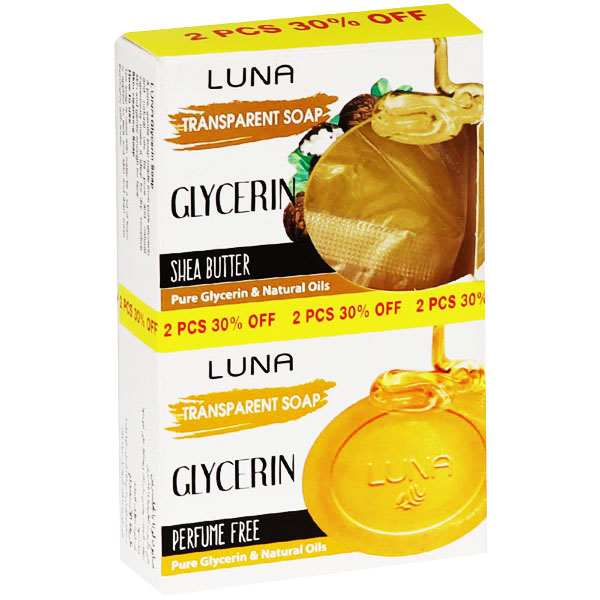Luna Glycerin (Perfume Free + Shea Butter) Soap 2 x 72gm 30% (Offer Pack)