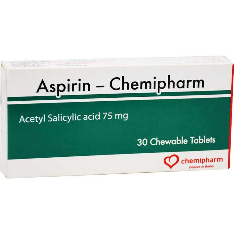 Aspirin-Chemipharm 75mg 30 Chewable Tablet