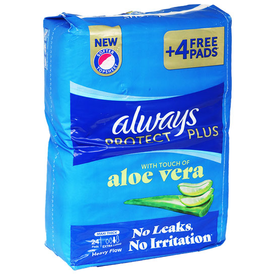 Always Protect Plus Maxi Extra Long 20+4 Pieces (Offer Pack)