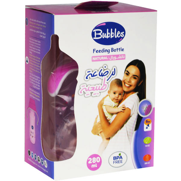Bubbles Natural Bottle With Hand Pink (6)Month 280ml