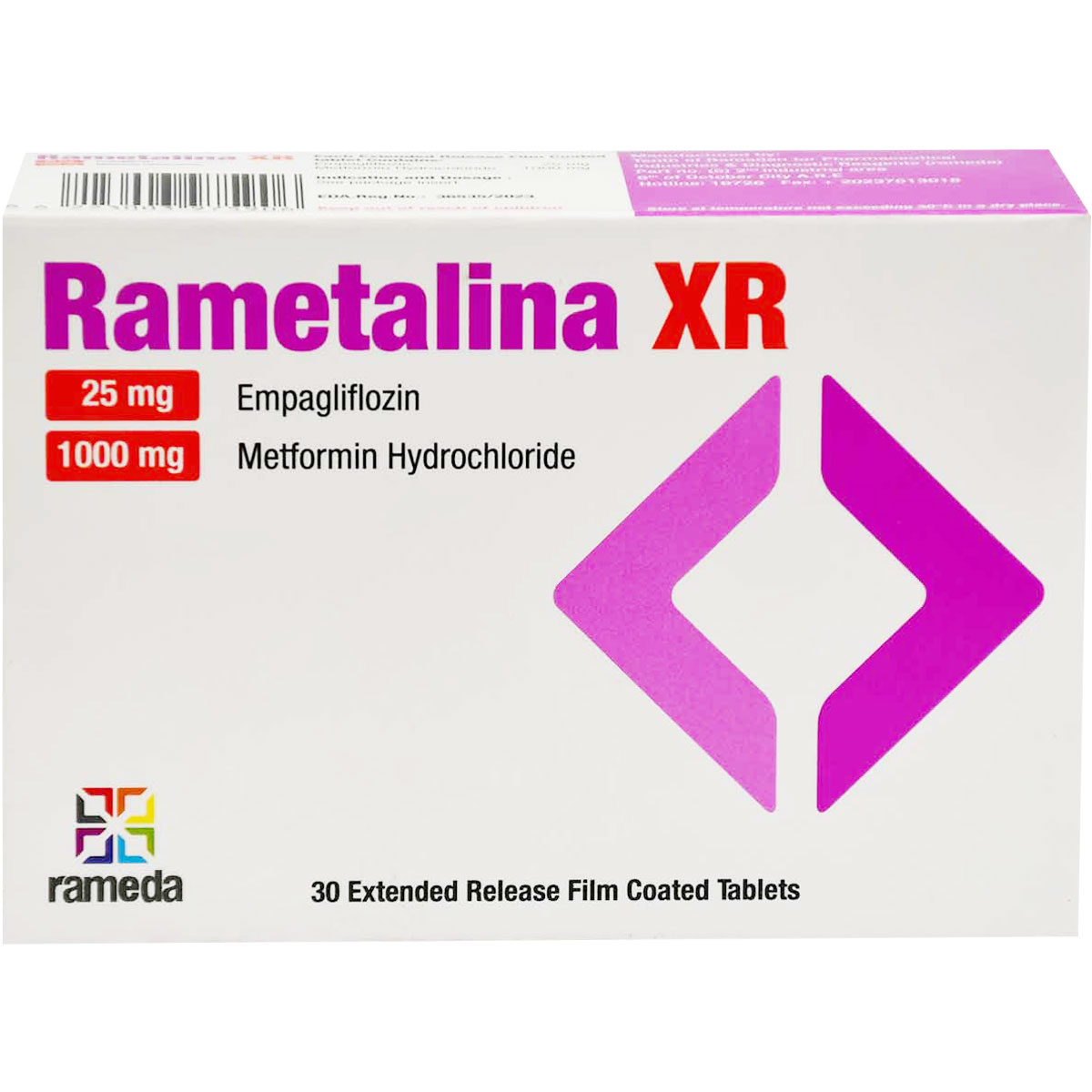 Rametalina XR 25/1000mg 30 Tablets