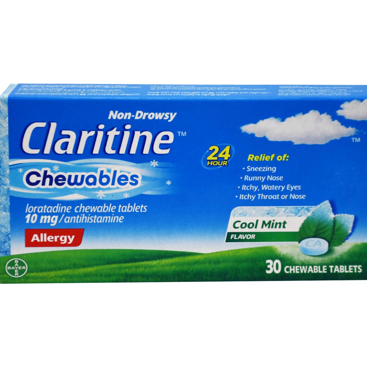 Claritine Adult Cool Mint Flavor 10mg 30 Chewable Tablets