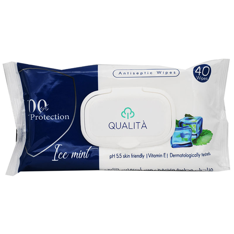 Qualita Antiseptic Wipes Ice Mint 40 Pieces