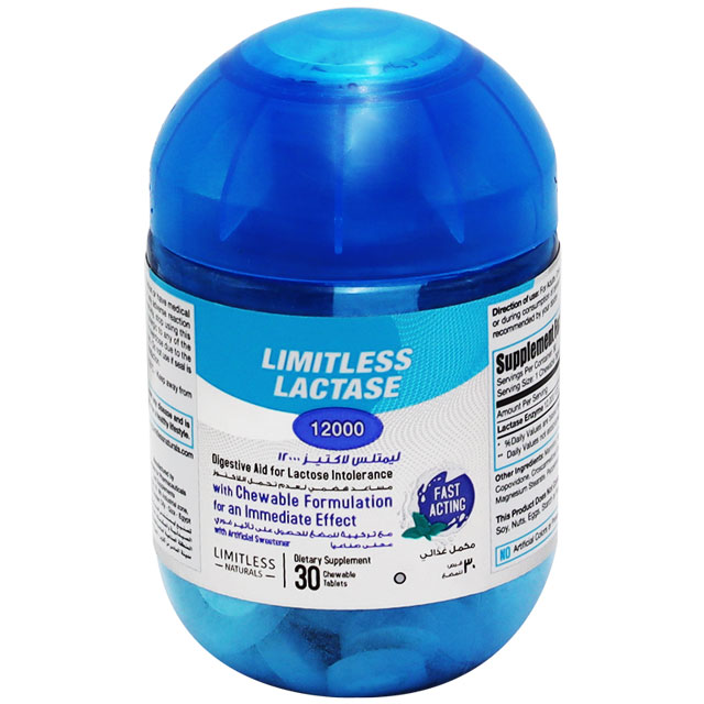 Limitless Lactase 12000 30 Chewable Tablets