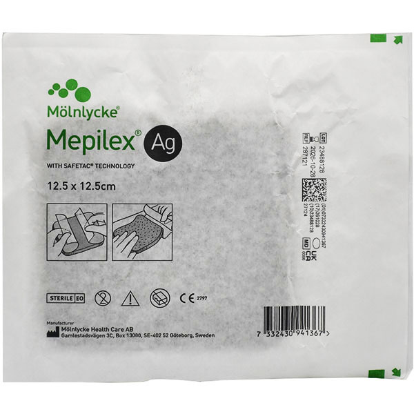 Molnlycke Mepilex Ag 12.5 x 12.5cm