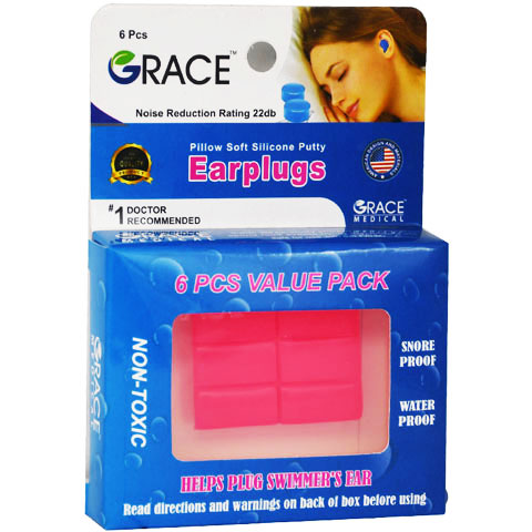 Grace Silicone Ear Plugs Adult 6 pieces