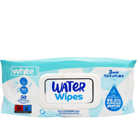 White Water Wet Wipes with Cap 50 Pieces