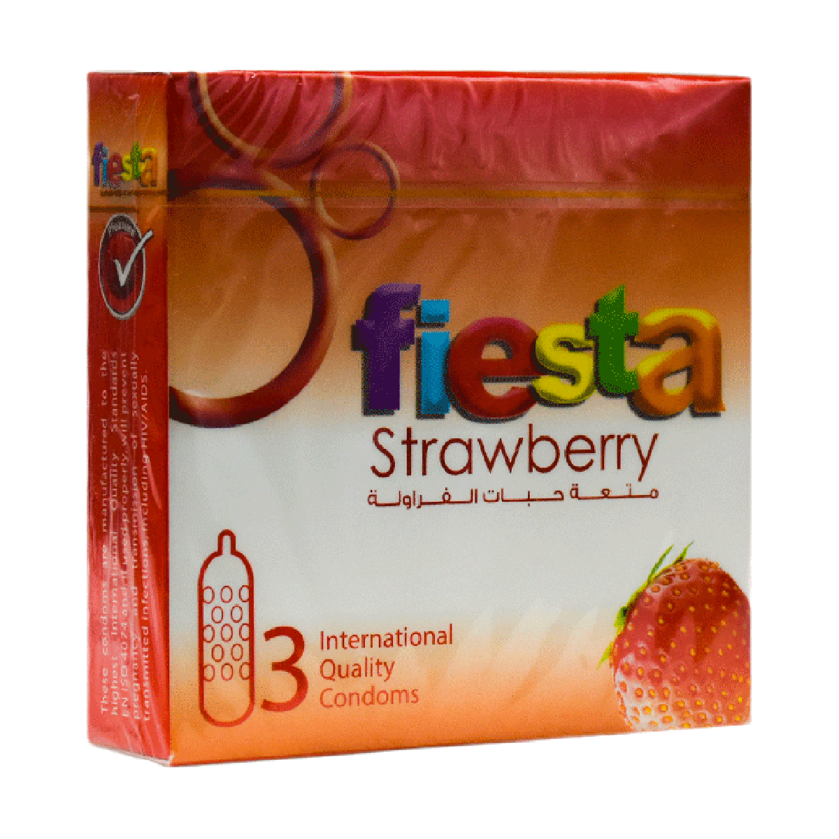 Fiesta Strawberry Flavor Condoms 3pcs