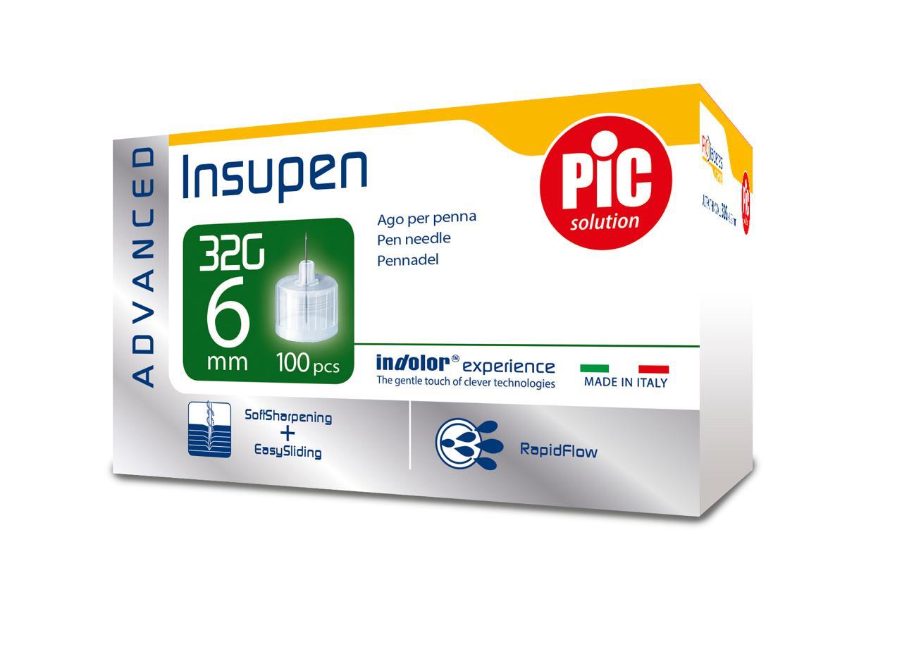 Insupen 6mm x 32G 100 Pen Needles Advanced/Pic