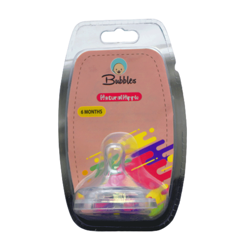 Bubbles Natural Nipple Silicone (6) M