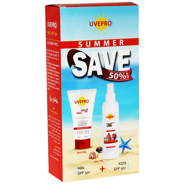 Uvepro (Kids Sunscreen SPF50+ 200ml + Milk SPF50+ 200ml) (Offer Pack)