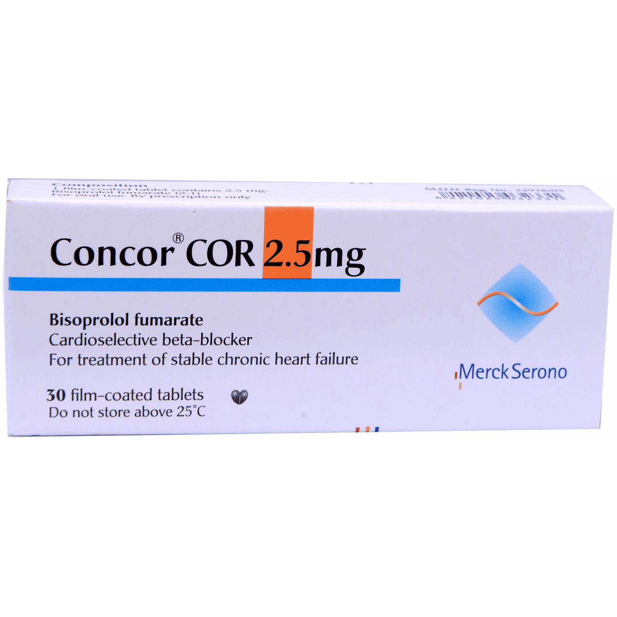 Concor Cor 2.5mg 30 Scored Film Coated Tablets