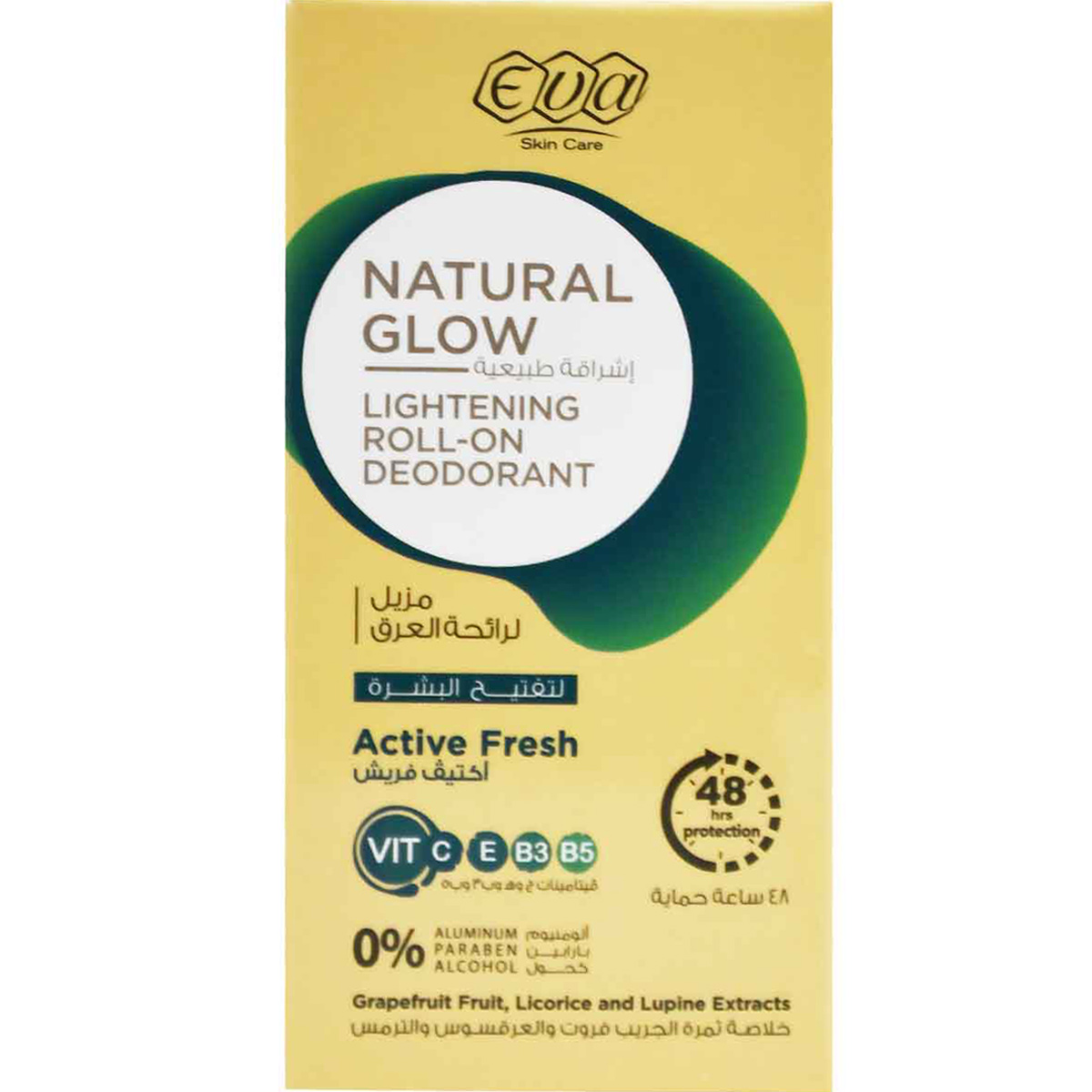 Eva Natural Glow Active Fresh Lightening Deodorant Roll On For Women 60 gm