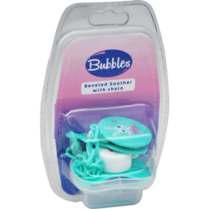 Bubbles Beveled Soother With Chain