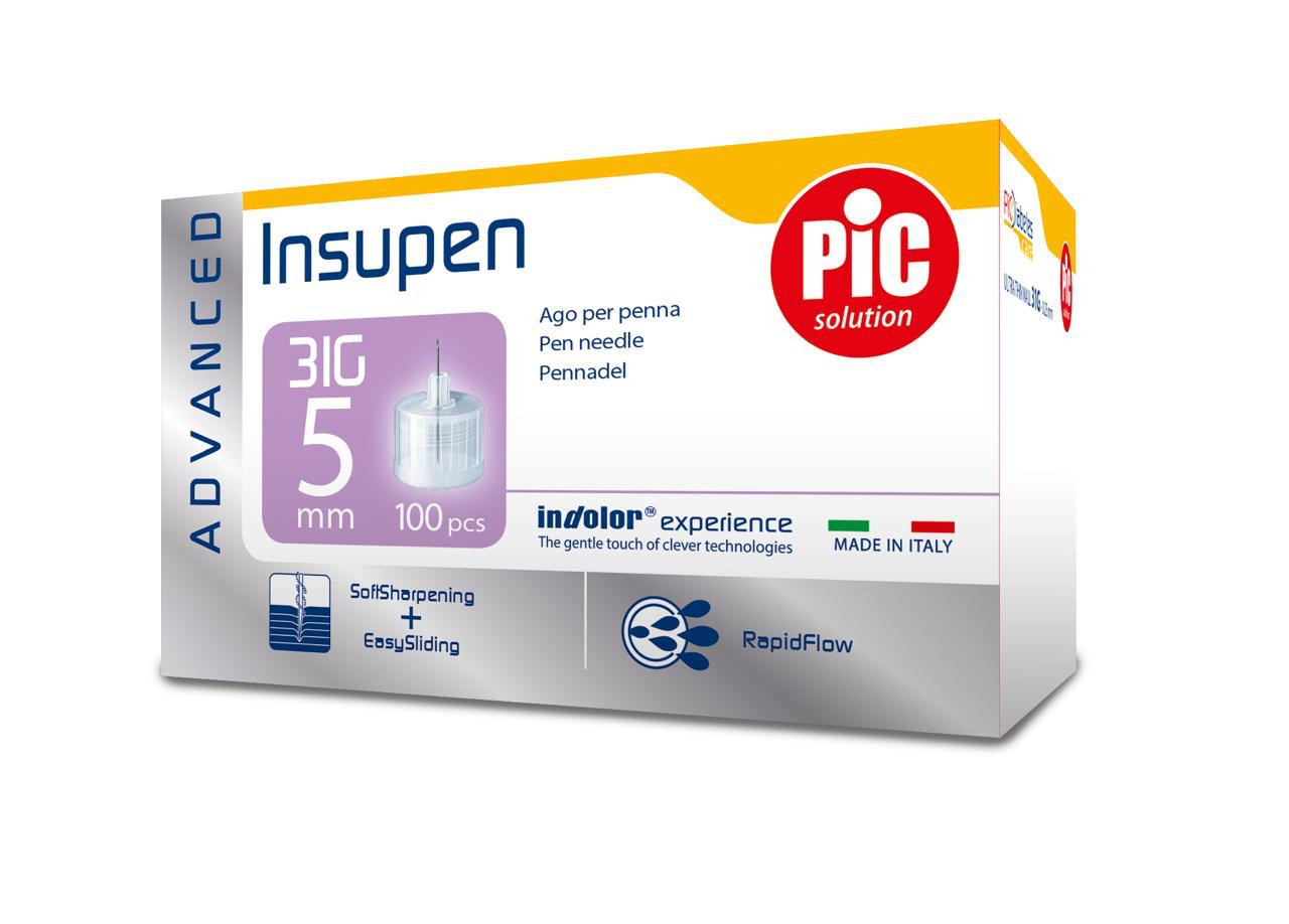 Insupen 5mm x 31G 100 Pen Needles Advanced/Pic