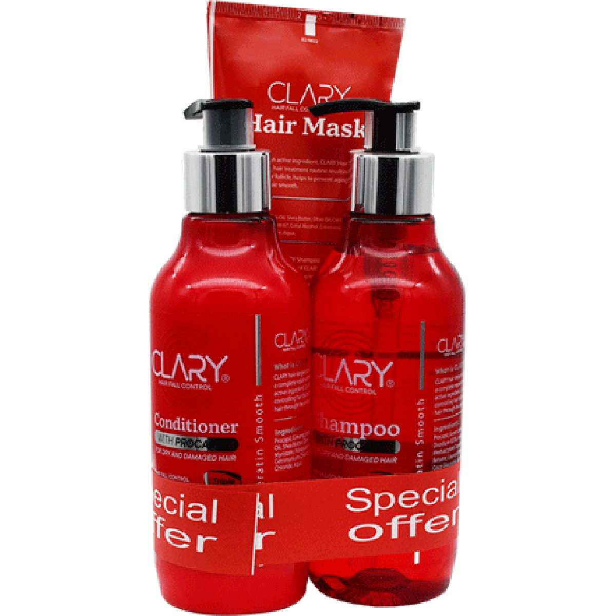 Clary (Shampoo 300ml+Conditioner 300ml+Mask 300ml) (Offer Pack)