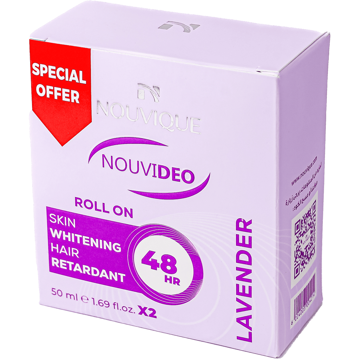 Nouvique Nouvideo Lavender Deodorant Roll On for Women 2x50 ml (Offer Pack)