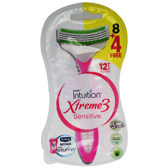 Schick Intuition Xtreme 3 Sensitive 8+4 Razors (Offer Pack)