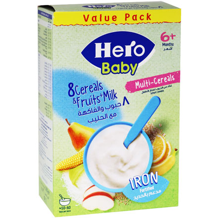 Hero Baby 8 Cereal and Fruit With Milk (6 Months+) 300 gm