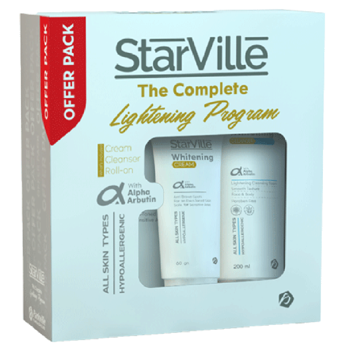 StarVille Whitening (Cleanser 200ml+Roll On 60ml+Cream 60ml) (Offer Pack)