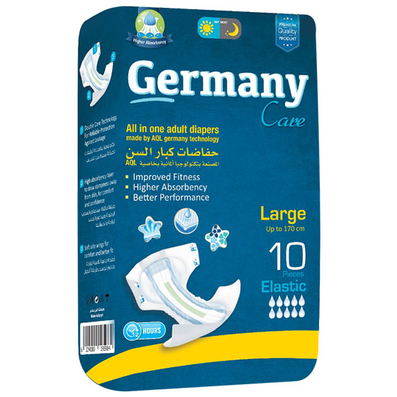 Germany Care Adult Diapers Large 10 pieces + 2 Masks (Offer Pack)