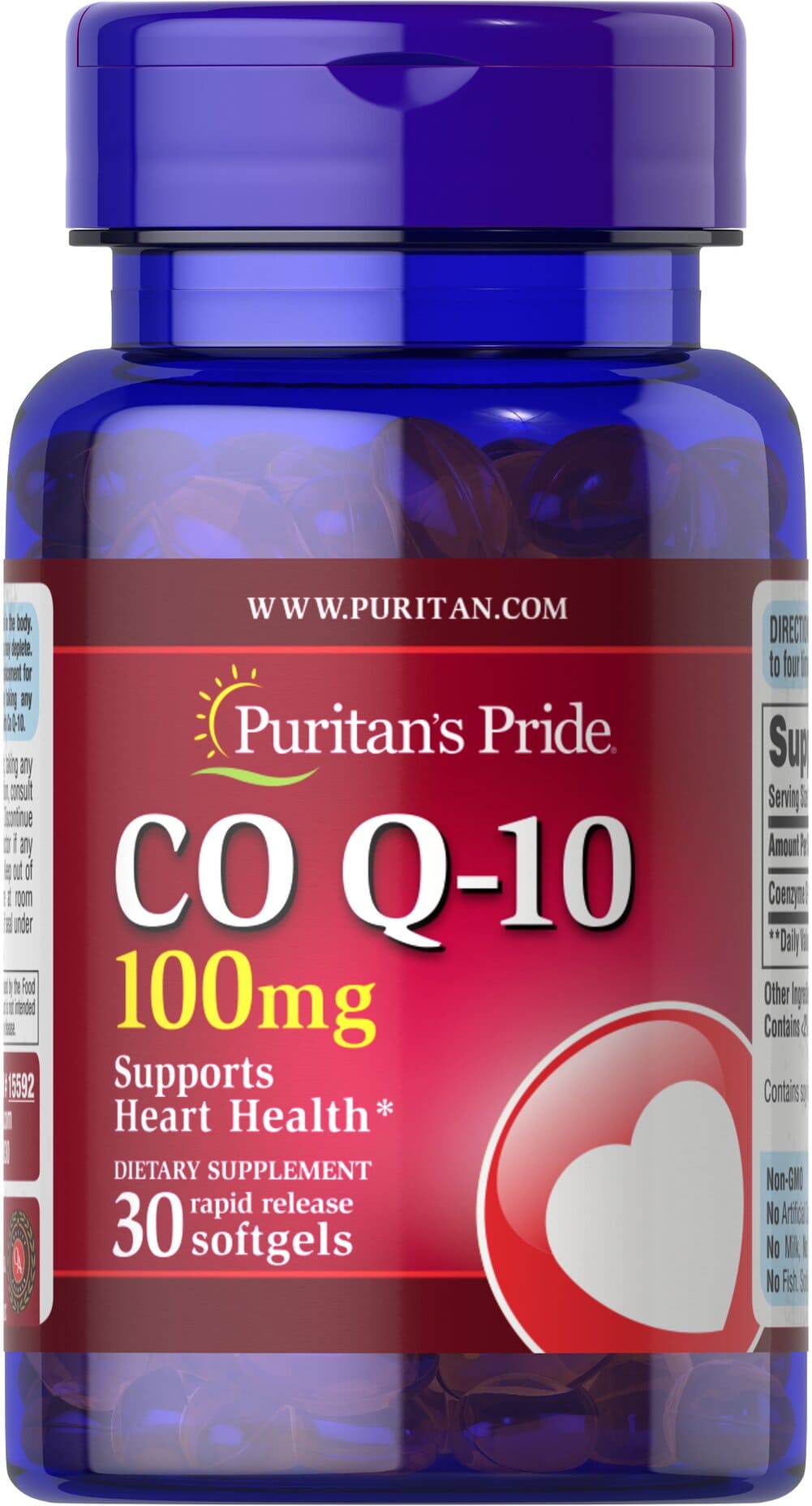 Puritan's Pride CO Q10 100 Mg 30 Softgels image number 0