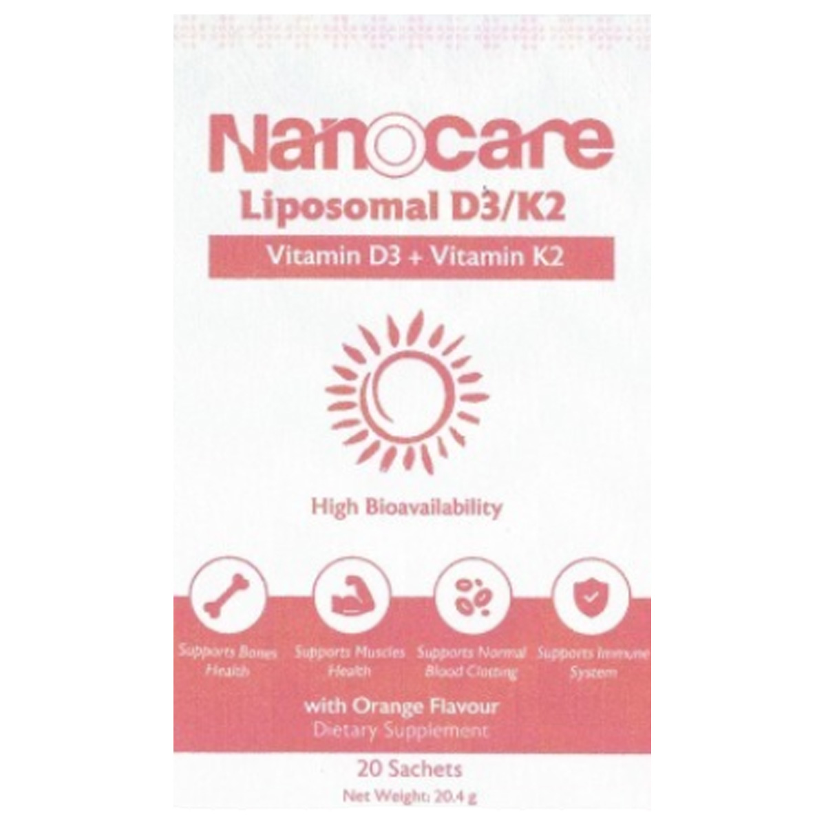 Nanocare Liposomal Vitamin D3 + Vitamin K2 20 Sachets