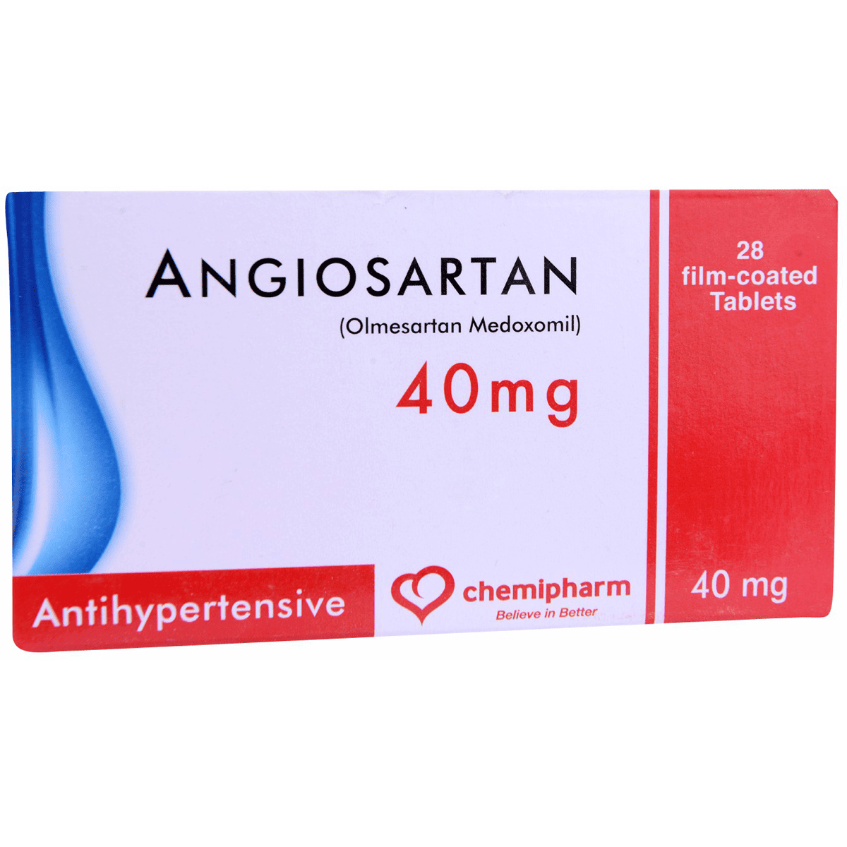 Angiosartan 40mg 28 Film Coated Tablets