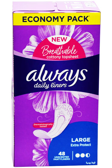 Always Daily Liners Extra Protect Large 48 Pieces