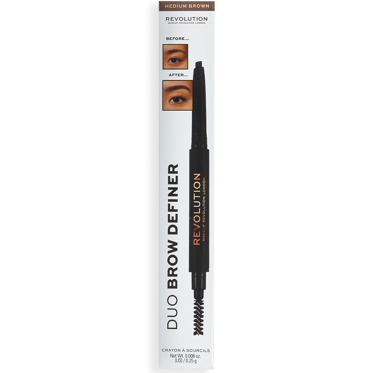 Revolution Duo Brow Definer Pencil Medium Brown