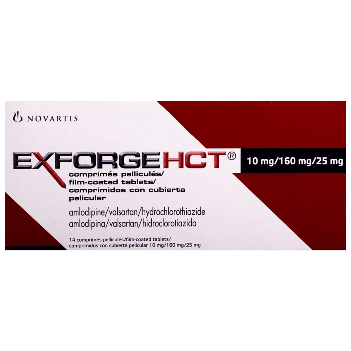 Exforge Hct 10/160/25mg 14 Film Coated Tablets