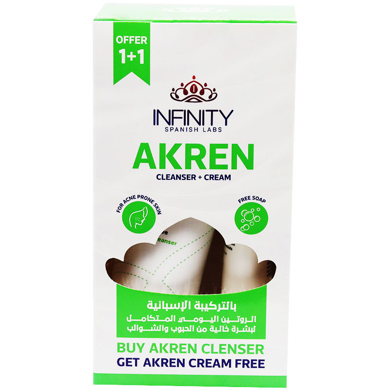 Akren Foaming Cleanser 250ml + Anti Acne Cream 60gm (Offer Pack)