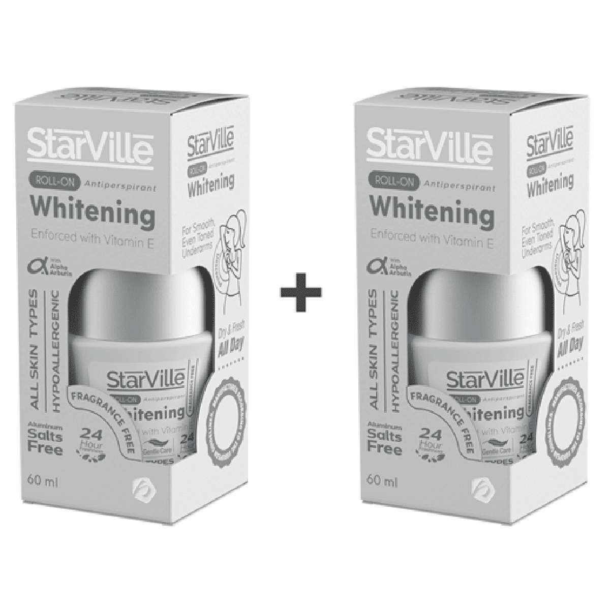 StarVille Whitening Anti Perspirant Fragrance Free Roll On 2x60ml (Special Offer)