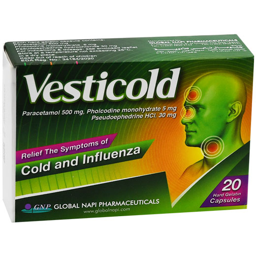 Vesticold 500mg+5mg+30mg 20 Capsule
