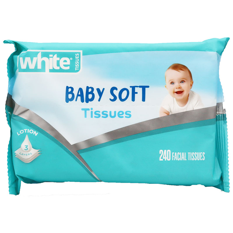White Baby Soft Tissue 3 Ply 240 Pieces