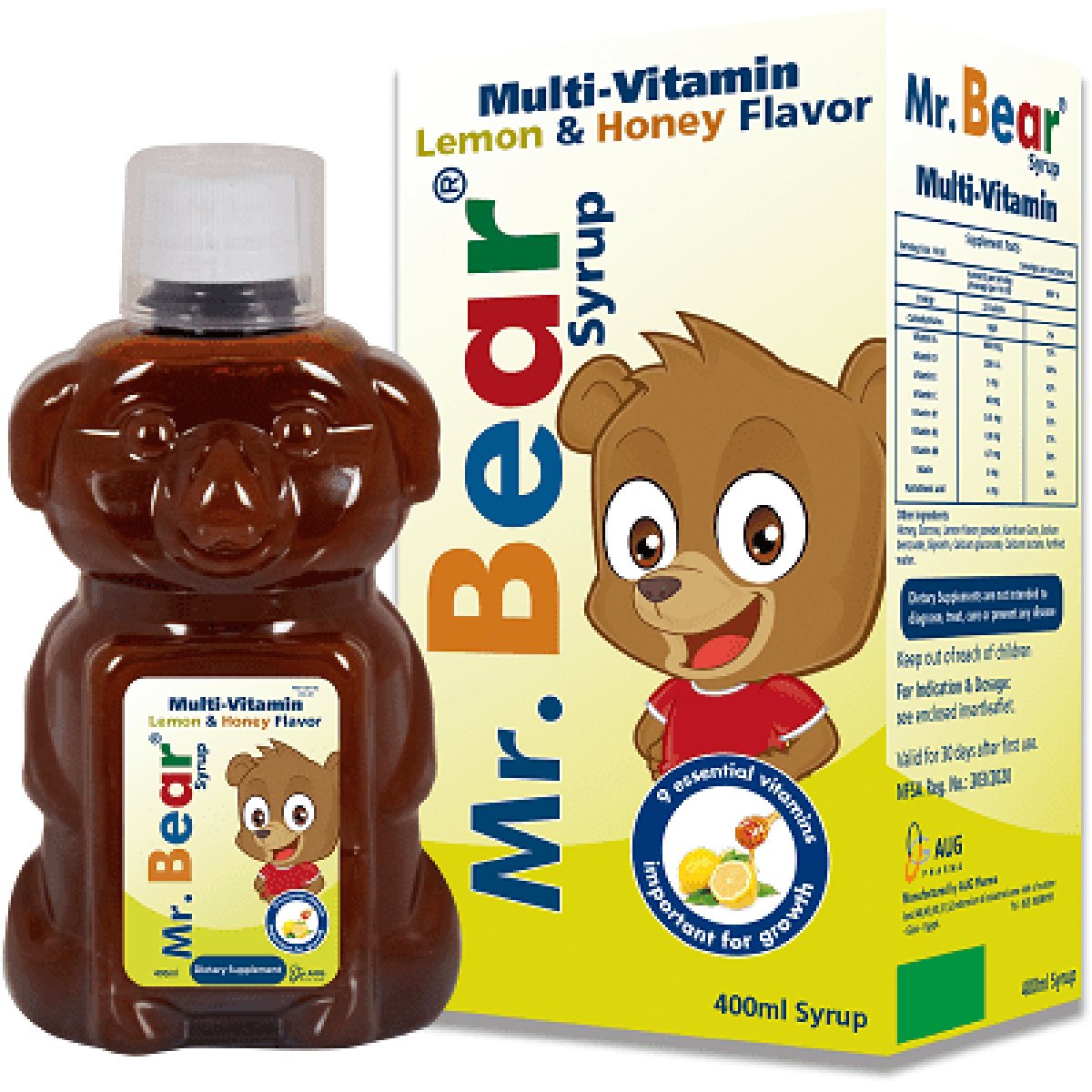 Mr Bear Fruit Juice Lemon Honey + Multi Vitamins 400m Syrup