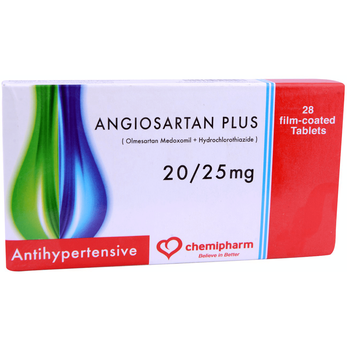Angiosartan Plus 20/25mg 28 Film Coated Tablets