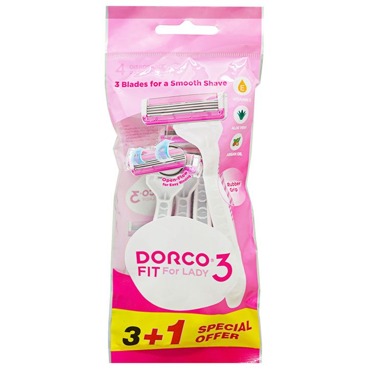 Dorco Fit 3 for Lady Razors (3 + 1) (Offer Pack)