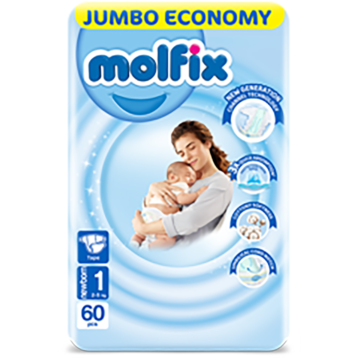 Molfix (1) Newborn (2-5kg) Diaper 64/60pcs