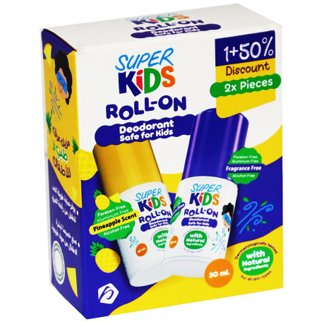 Super Kids Pineapple + Fragrance Free Deodorant Roll On 30ml 1+50% (Offer Pack)